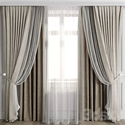 Curtains with window 502C 3D Model Download