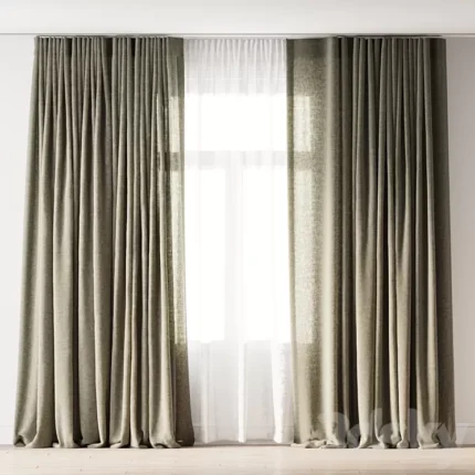 linen curtains 3D Model Download