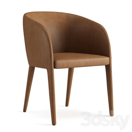 RH NICOLA BARRELBACK VEGAN LEATHER DINING ARMCHAIR 3D Model