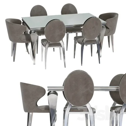 Table Flavia and chairs 3D Model