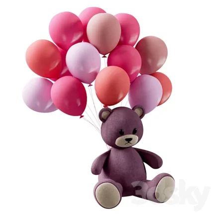 Teddy Bear and balloon 3D Model