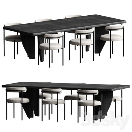 Inesse Boucle Dining Table Chair 3D Model