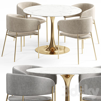 Monika table and hug chair 3D Model