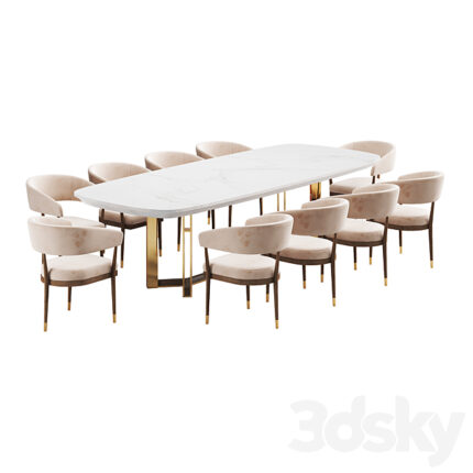 Collins Dining Table and Mattea Chair 3D Model