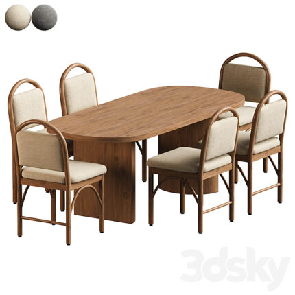 Dining Chair Set of and Nealy table 3D Model